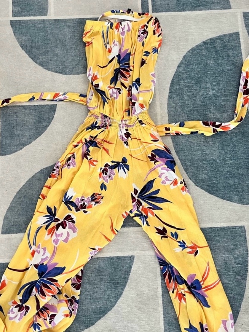 Floral Yellow Jumpsuit XS
